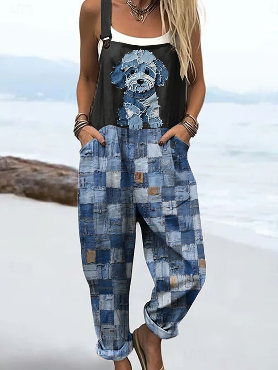 Femmes Combinaison Actif Graphique Sans manches Vacances Quotidien Coupe Ample Noir Blanche Bleu Été de 2025 ? $34.99 –P2