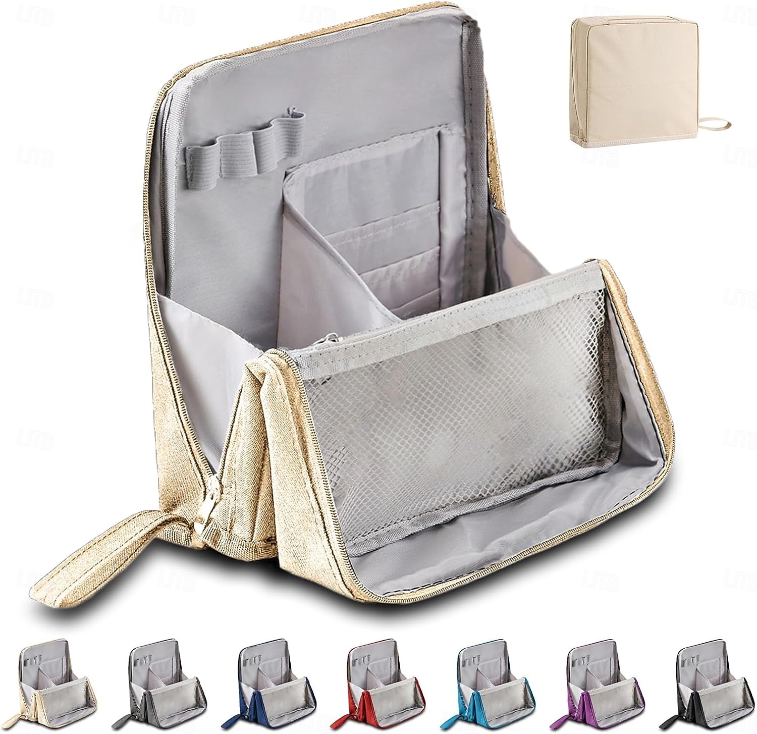 Standing Makeup Bag, Waterproof Large Capacity Toiletry Bag with Compartments, Portable Travel Cosmetic Organizer, Multi-Purpose Pencil & Makeup Storage Case 2026 - $15.99 –P11