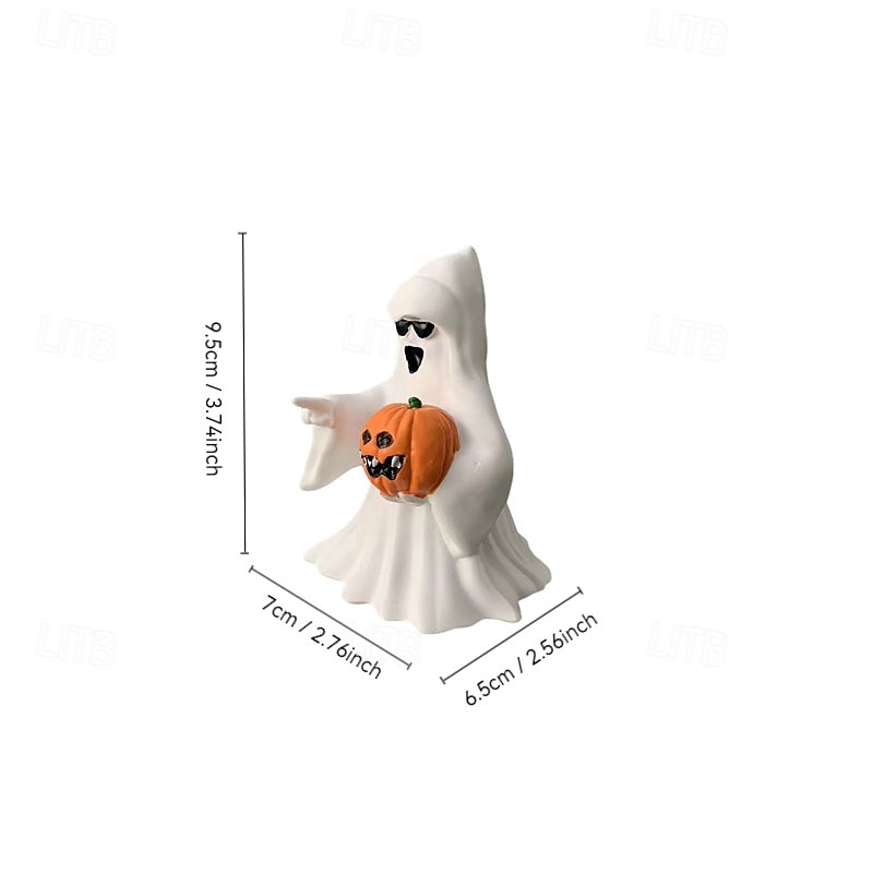 lustiges Mittelfinger-Geist-Halloween-Dekor, süße Geisterfigur aus Kunstharz mit Herz-Handzeichen, gruseliges Tischornament für die Party-Ausstellung zu Hause 2025 - $15.99 –P8