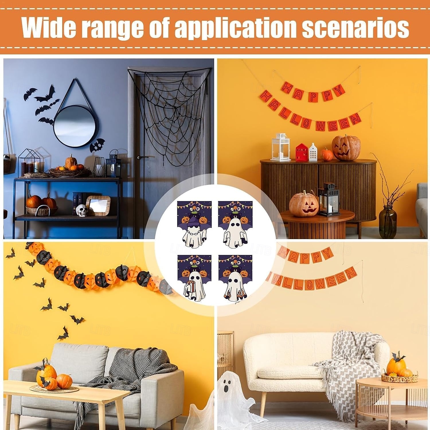 2025年 ハロウィンの旗 ゴースト柄の旗 - 屋外用のクリエイティブなホリデーガーデンフラッグ、ハロウィン用の小さなガーデンフラッグ  コレクション – $13.99 –P4