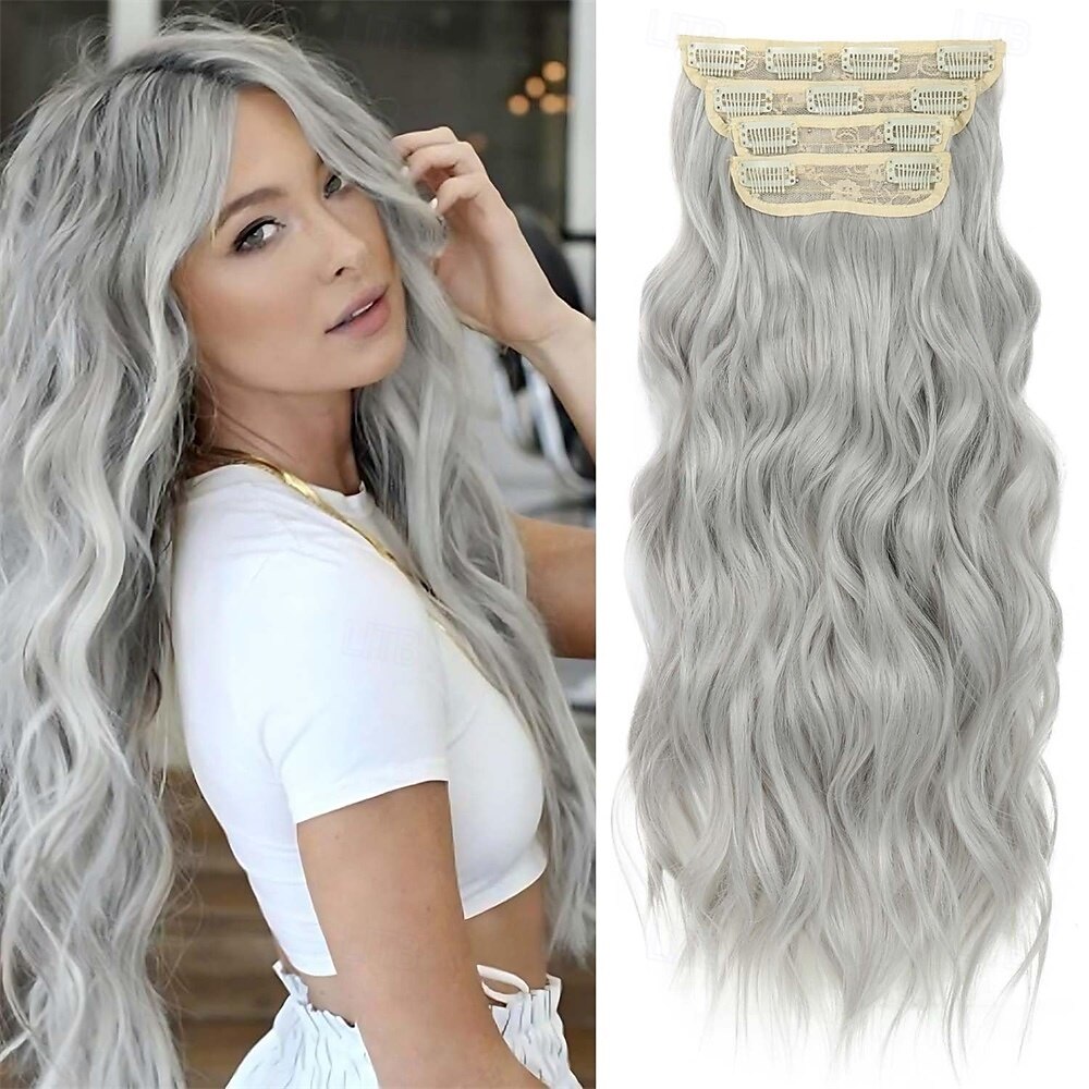 Extensões de cabelo de 20 polegadas com clipe, extensões de cabelo sintético longo e ondulado, extensões de cabelo rosa grosso com clipe, extensões de cabelo de trama dupla para mulheres de 2025 por $26.99 –P5