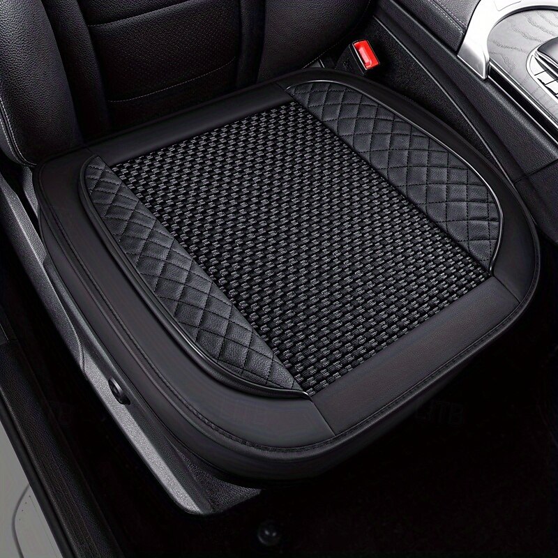 capa de assento de carro de luxo - almofada de seda preta acolchoada com padrão de diamante respirável &design antiderrapante para conforto no verão, acessórios automotivos duráveis, capas de assento de 2025 por $31.99 –P2