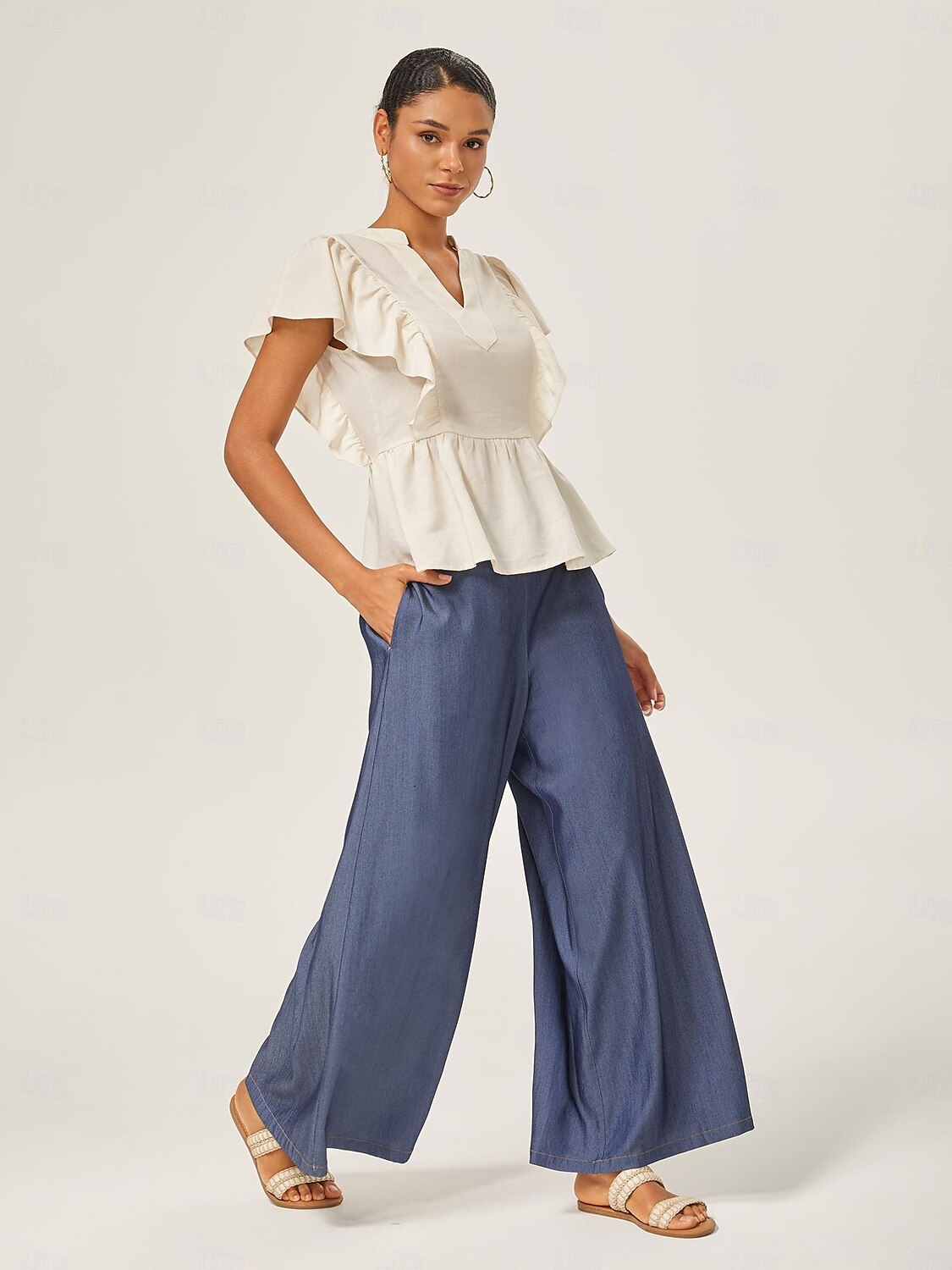 Per donna Femminile Culotte Gamba Larga Lunghezza intera Elegante Casual Casuale Blu scuro Tutte le stagioni XS S M del 2025 a $82.99 –P4