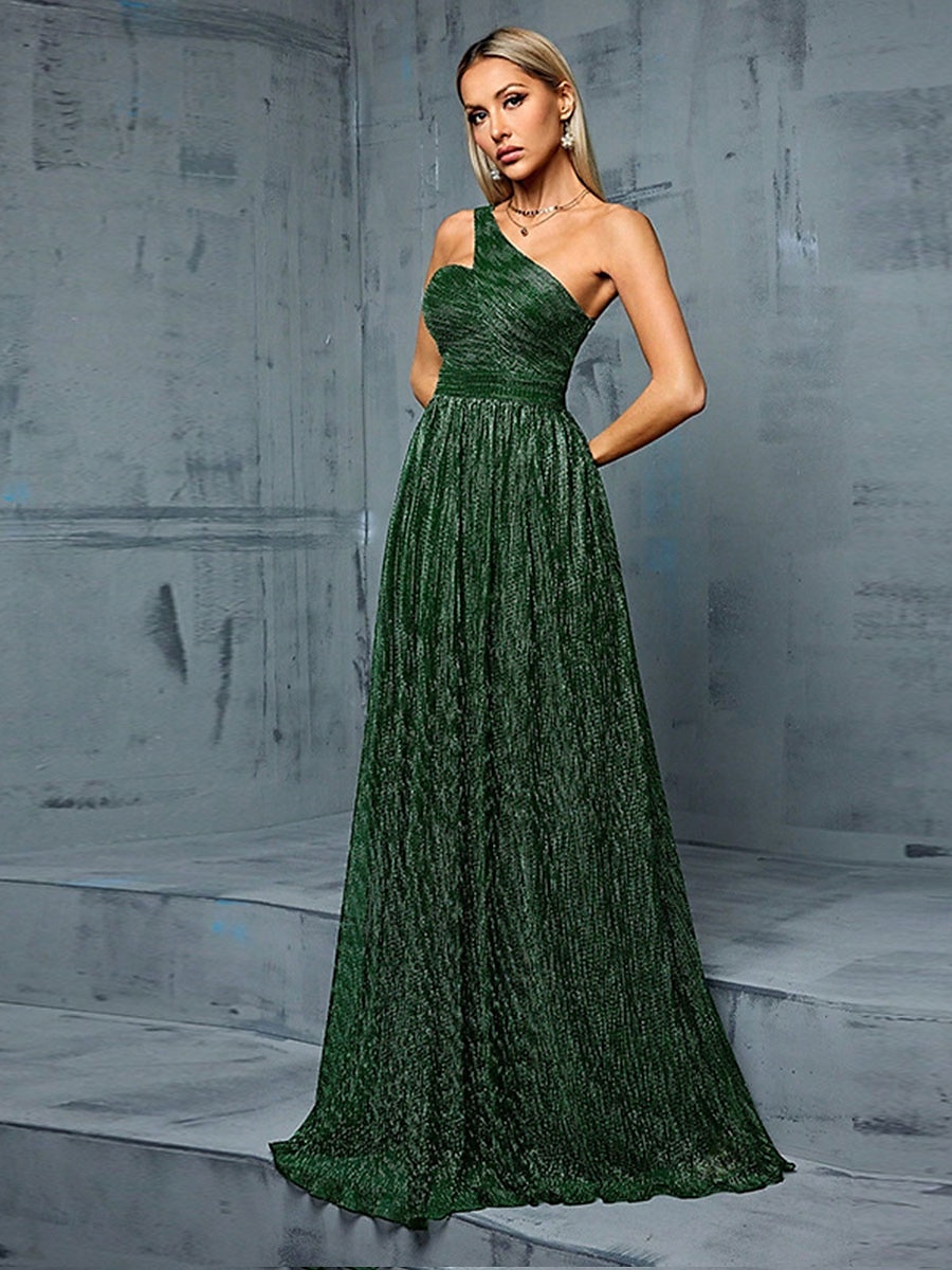 Šaty A-line Quinceanera Elegantní Šaty Formální Svatba Dlouhé Bez Rukávů Jedno Rameno Polyester s Plisováním 2025 - $109.99 –P2