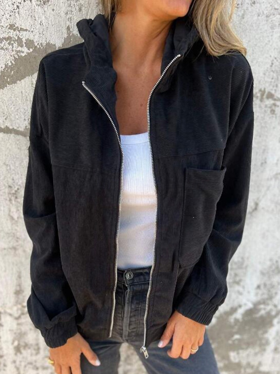 Mulheres Jaqueta casual Casaco com capuz Confortável Respirável Zíper Bolsos Simples Casual Tecido Férias Rua Casual Roupa Diária Zíper Padrão Com Capuz Normal Manga Longa agasalhos Preto Branco Rosa de 2025 por $39.99 –P4