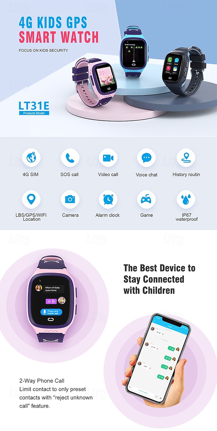 iMosi LT31 Smart Watch 1.4 inch 4G LTE Cellular Smartwatch Phone Bluetooth Alarm Clock Calendar Compatible with Null Kid's GPS Hands-Free Calls with Camera IP 67 40mm Watch Case 2025 - $61.99 –P1