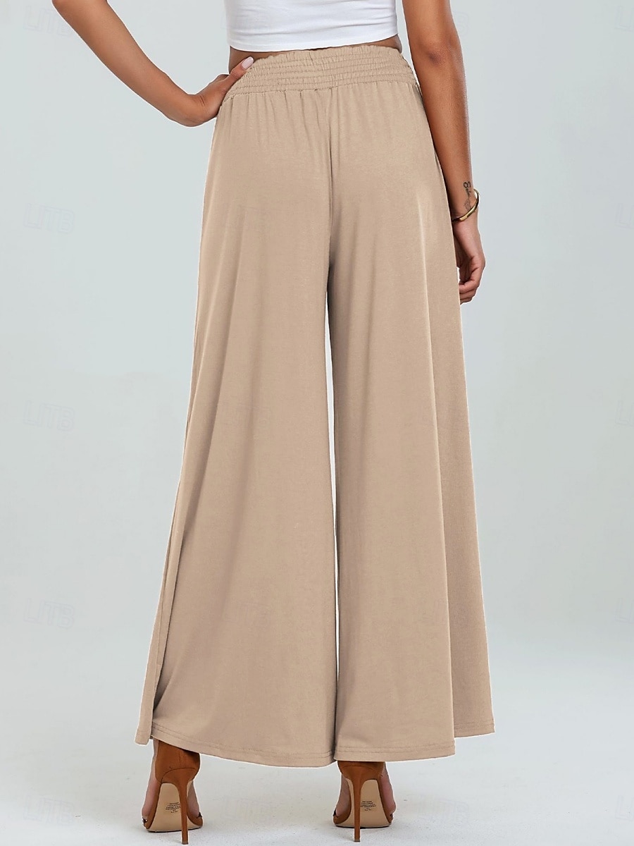 Per donna Gamba larga Chinos Vacanza Moda Streetwear Lunghezza intera Vita Alta Semplice Tasca Fascia Elastica Comodo Morbido Confortevole Micro-elastico All'aperto Streetwear Nero Fucsia Marrone del 2025 a $26.99 –P3