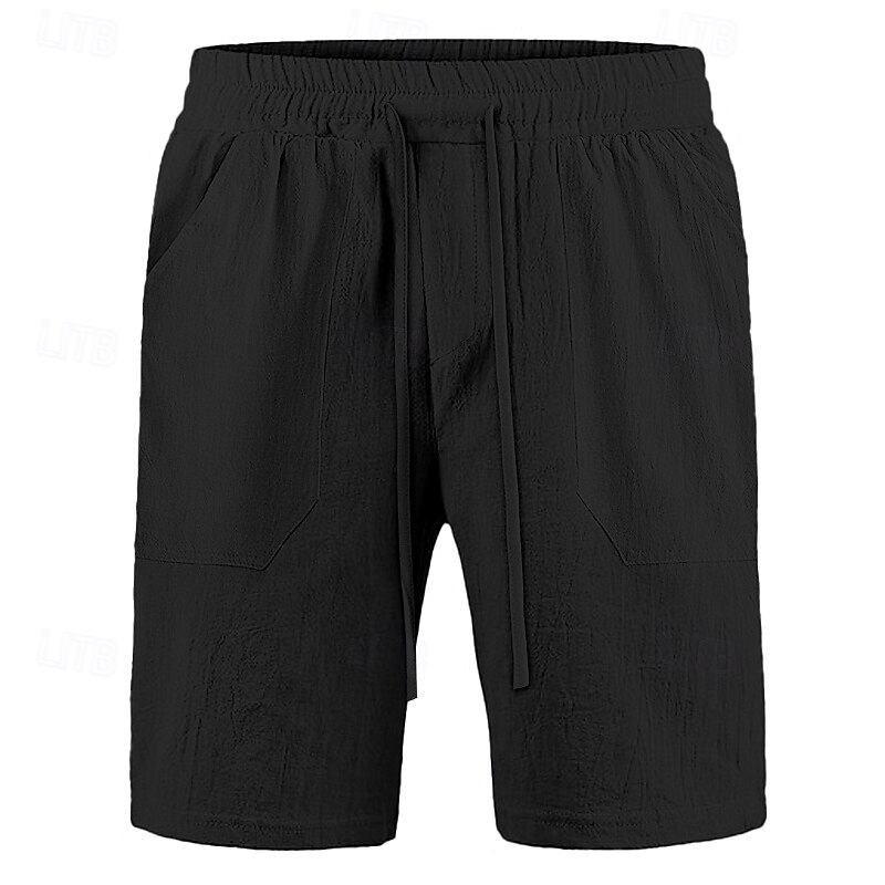 Herren Shorts Leinenshorts Sommershorts Strandshorts Tasche Kordelzug Elastischer Bund Einfach Komfort Atmungsaktiv Knielang Lässig Täglich Ferien Urlaub Klassicher Stil Schwarz Weiß 2025 - $17.99 –P5