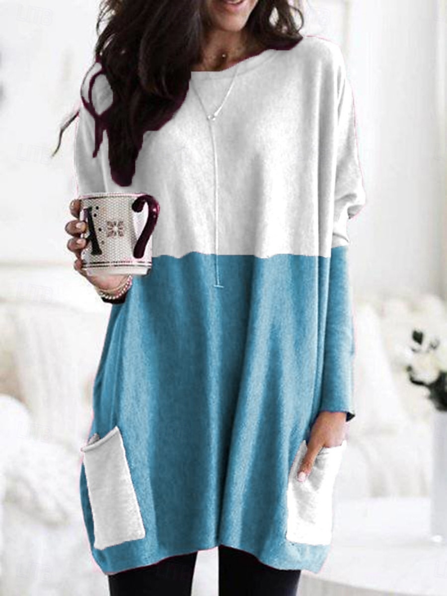 Pentru femei Rochie Mini Rochii Tricou Rochie de schimb Casual În aer liber Zilnic Concediu Fit regulat Simplu Manșon Lung În V Alb Roz Îmbujorat Bleumarin Albastru piscină Vară 2025 - $17.99 –P4