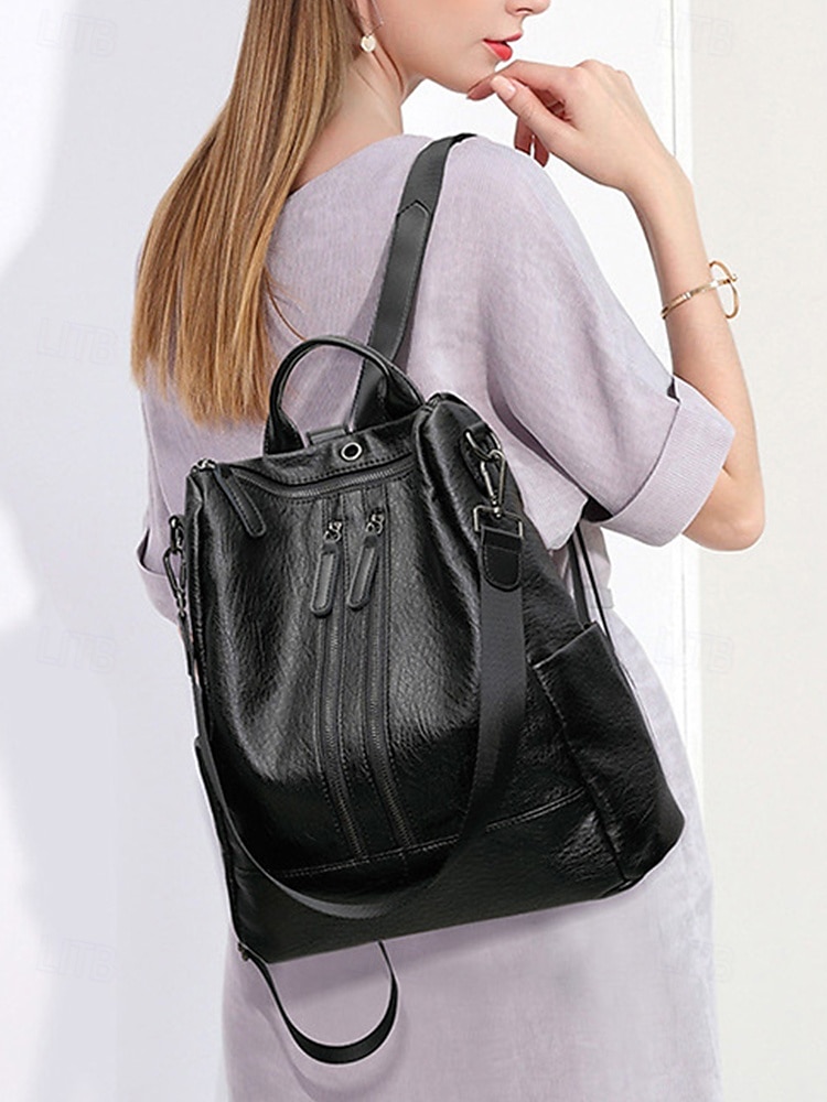 Wandelbare Rucksack-Geldbörse aus Kunstleder für Damen – multifunktionale, diebstahlsichere Umhängetasche mit Kopfhörerloch und Reißverschlusstasche für den Schulalltag, Freizeitreisen und die Arbeit 2025 - $42.99 –P1