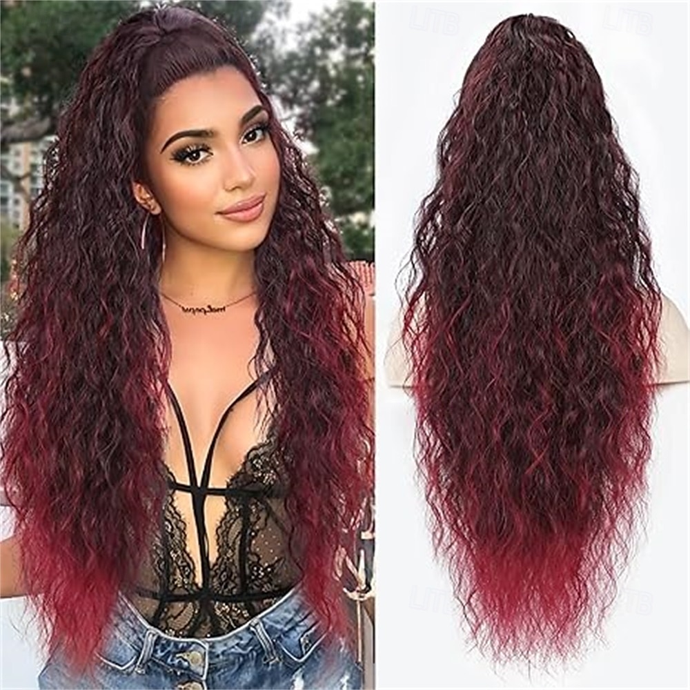 Extensie de coadă de cal cu gheare, extensie de coadă de cal pentru femei, extensii de păr lungi și ondulate, pufoase, cu aspect natural, sintetice, de 26 de inch, cu clips, pentru utilizare zilnică 2025 - $17.99 –P5