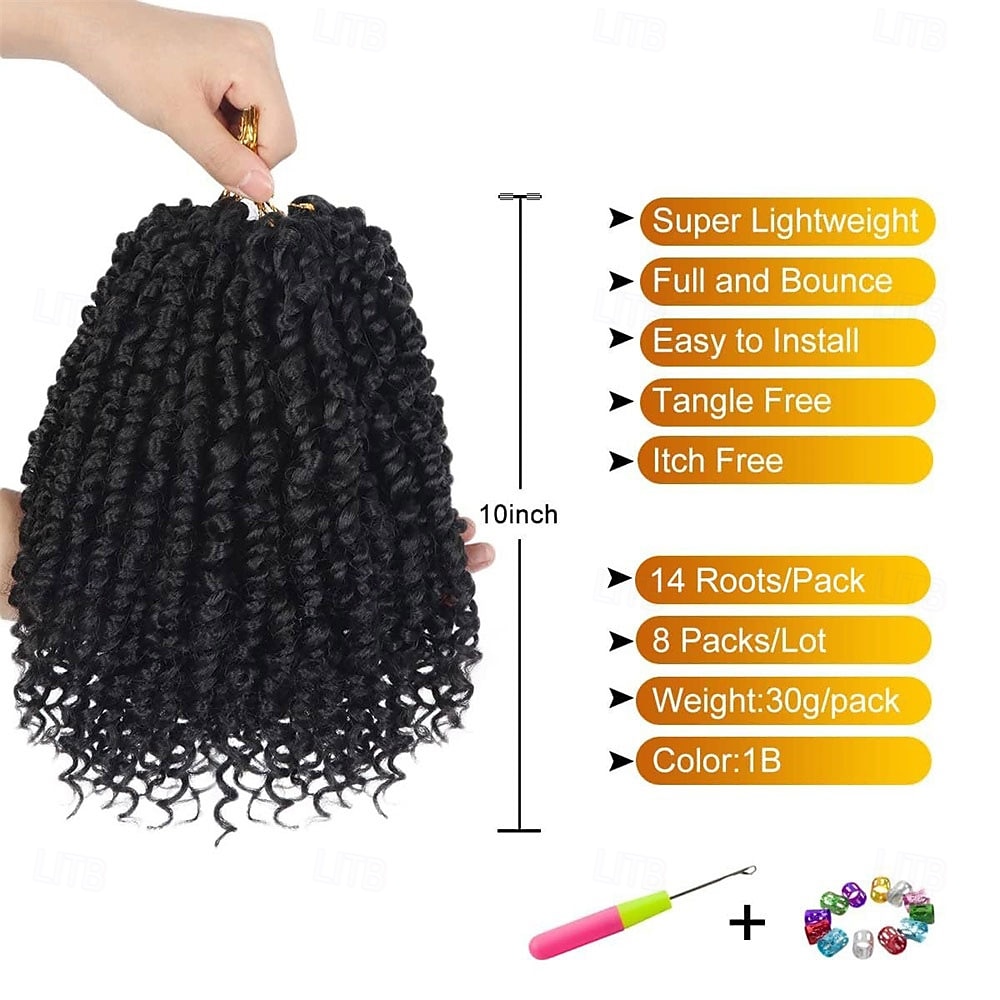 Pre-Twisted Passion Twist Hair 8 Packs 112 Strands Pre Looped Passion Twist Braiding Hair for Women Short Passion Twists Crochet Hair Synthetic Hair Extensions 2025 - $47.99 –P3