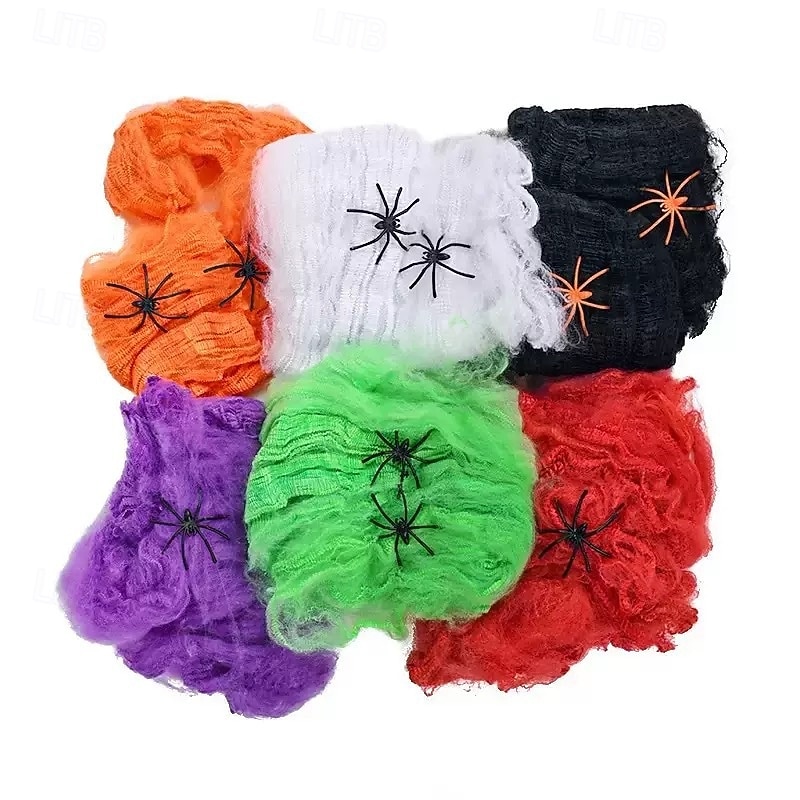 Halloween Spider Webs 1200 Sqft with 30 Fake Spiders Colorful Halloween Party Indoor and Outdoor Decorations Colored Stretch Cobwebs for Halloween Party Decorations Bar House 2026 - $11.49 –P3
