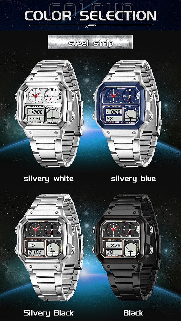SANDA Men Digital Watch Outdoor Fashion Casual Wristwatch Luminous Stopwatch Alarm Clock Three Time Zones Steel Silicone Gel Watch 2025 - $31.99 –P12
