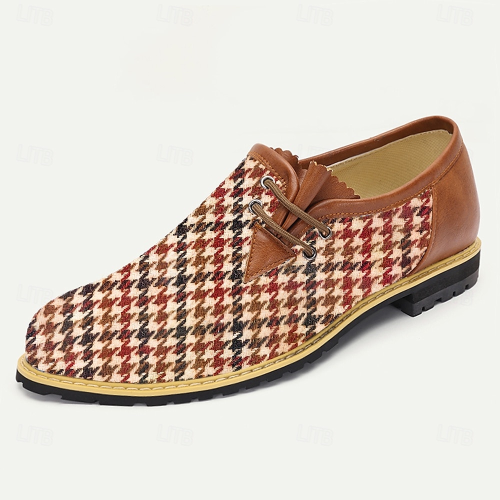 Men's Houndstooth Jacquard Fabric Loafers – Stylish Vintage Casual Shoes for Daily Walking, Weekend Outings, Bavarian Beer Festivals and Comfortable Everyday Wear 2025 - $46.99 –P2