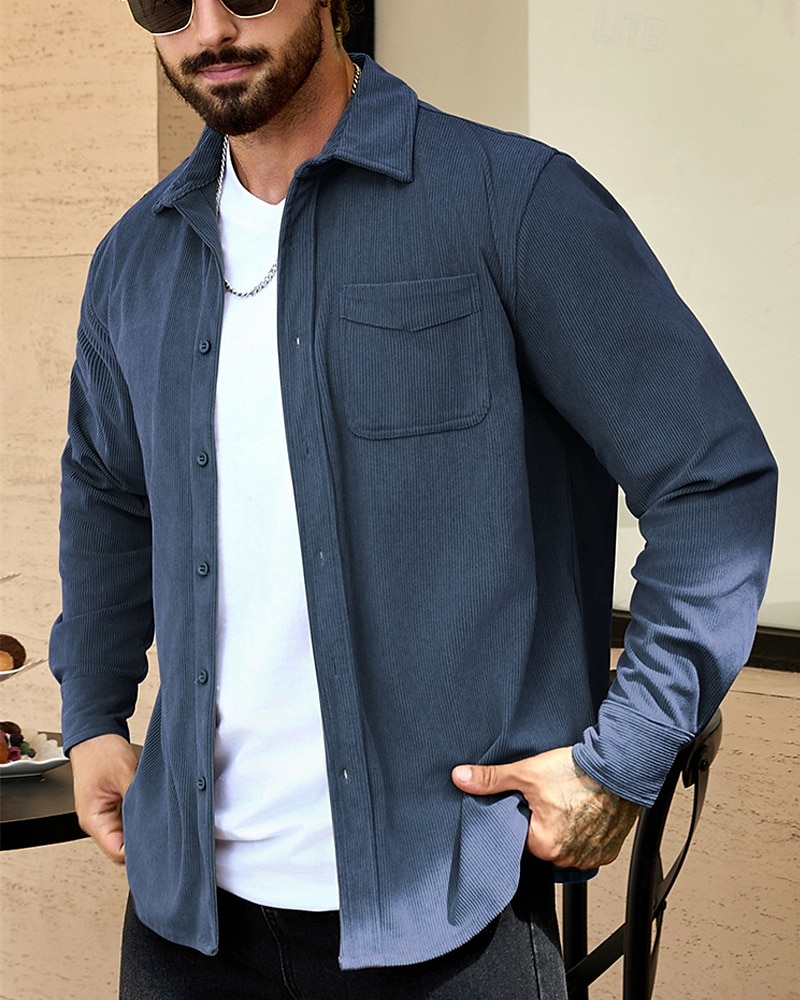 Per uomo Giacca Leggera Giacca in Velluto a Coste Giacca Casual Vacanza Quotidiano Resistente all'usura Tasca Primavera Autunno Semplice Moda Classico Bavero Regolare Nero Blu marino Cammello Marrone del 2025 a $24.99 –P13