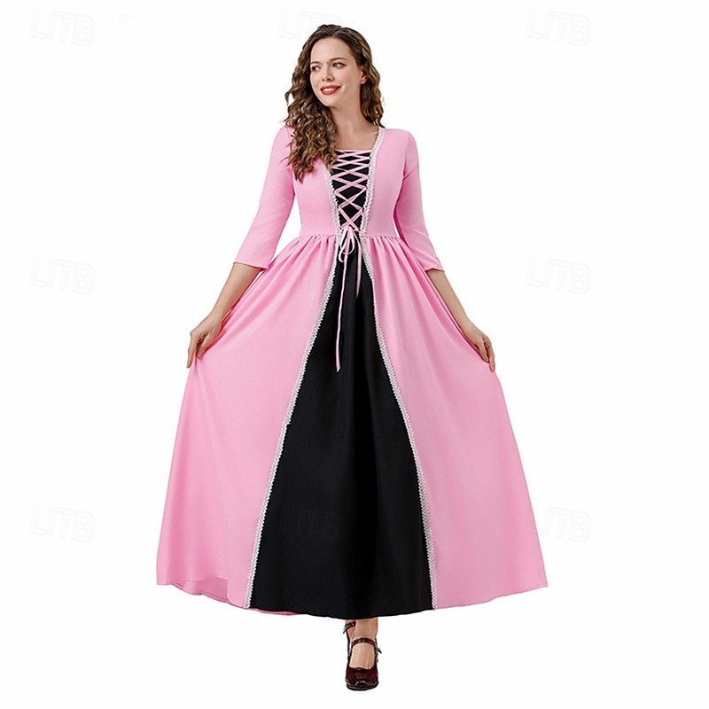 Elegantní Retro Renesanční Dlouhá délka Šaty Cosplay kostým Maškarní Šlechtična Hranatý Maškarní kostým Dámské předvečer Všech svatých Plesová maškaráda Šaty Párty a večer Běžné / Denní Dospělé Šaty 2025 - $44.99 –P2