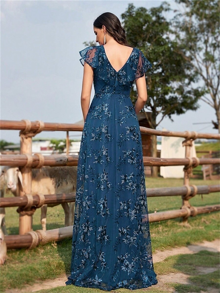 Robes de quinceanera en forme A Robe élégante Robe de mariage formelle longueur sol manches courtes col en V sequins dos en V avec sequins de 2025 ? $109.99 –P28
