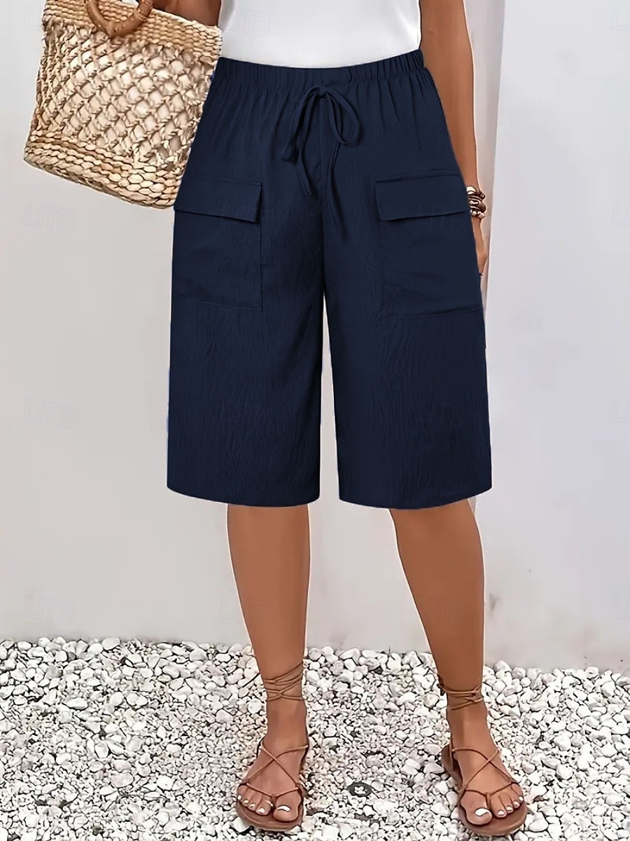 Per donna Chinos Shorts Essenziale Casual Lunghezza al ginocchio Vita Alta Semplice Fascia Elastica Comodo Morbido Confortevole Micro-elastico All'aperto Streetwear Nero Arancione Verde Cachi Estate del 2025 a $18.99 –P2