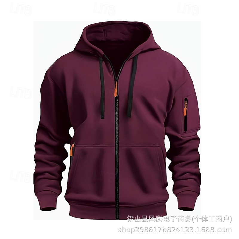 Herren Kapuzensweatshirt Schwarz Weiß Wein Armeegrün Rote Mit Kapuze Einfach Reißverschluss Farbblock Sport & Outdoor Lässig Täglich Polyester Cool Lässig sportlich Frühling & Herbst Bekleidung 2025 - $23.99 –P9