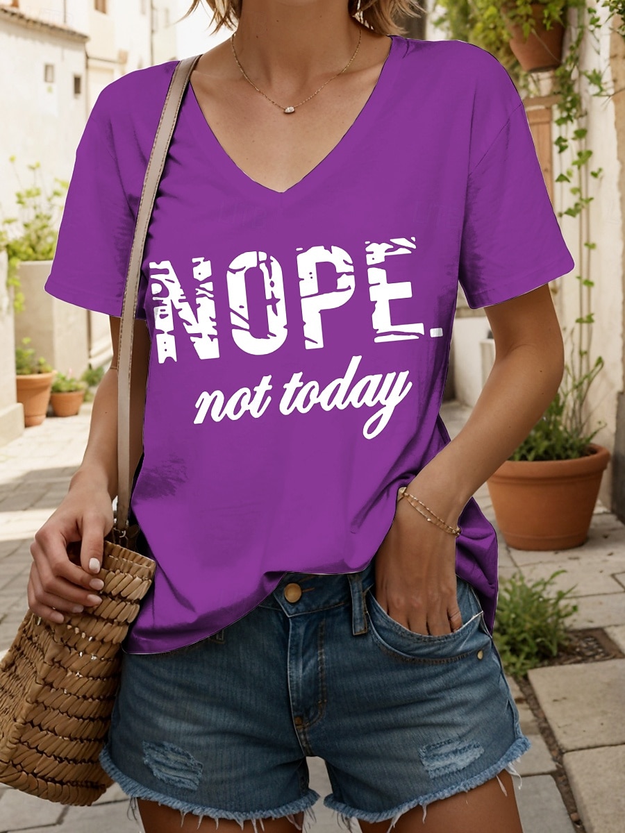 Femmes T-shirt Graphique Lettre ancien Élégant Classique Manche Courte Col en V Hauts Réguliers Quotidien Imprimé Noir Blanche Rose Claire Rouge Bleu Été Printemps de 2025 ? $19.99 –P6