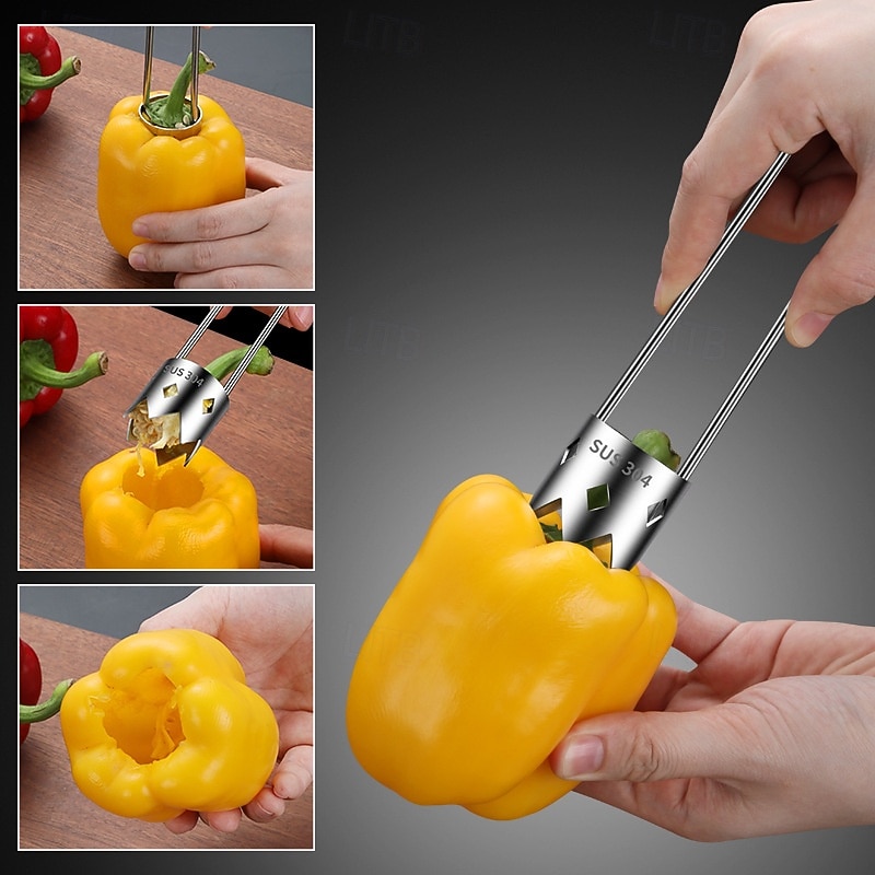 Fruit and Vegetable Corer Tool, Stainless Steel Fruite, Apple Core Remover with Ergonomic Handle, Red Bell Pepper Corer Tool for Vegetables Fruit Kitchen Gadget 2025 - $11.99 –P4