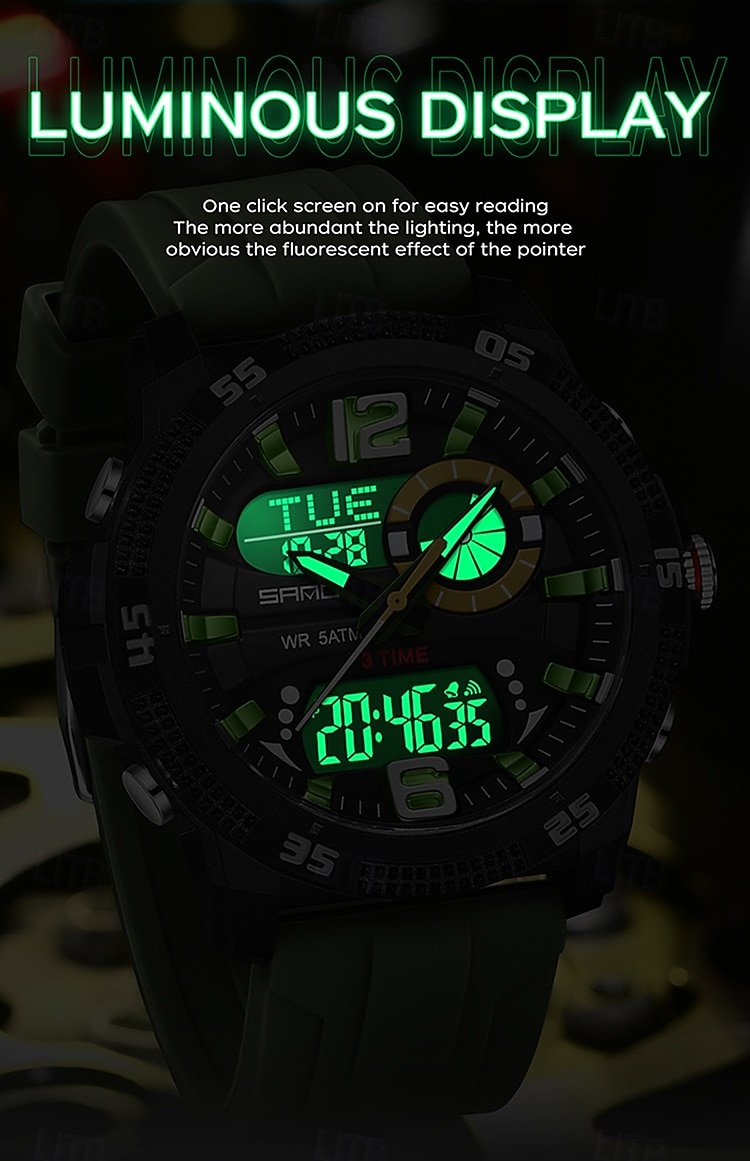 SANDA 3372 Dual Display Men's Watch Chronograph Alarm Clock Sport Multi functional Waterproof LED Electronic Watches 2025 - $26.99 –P6