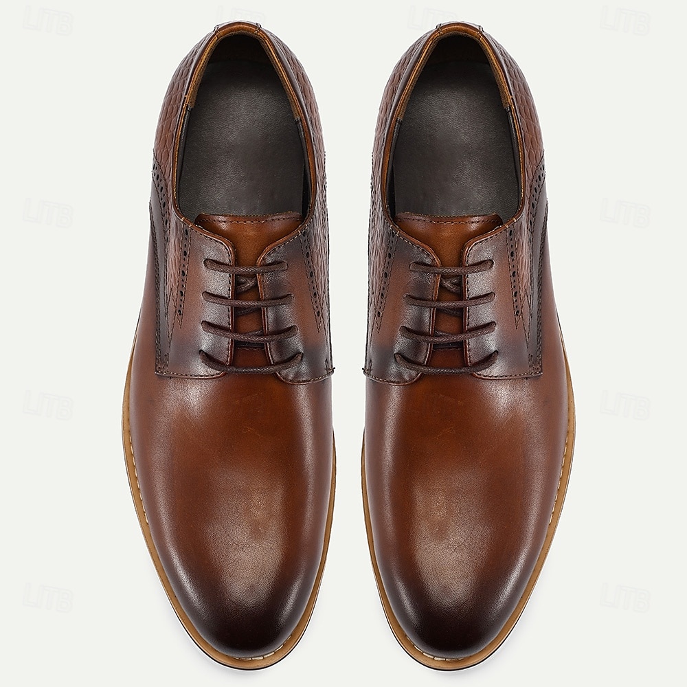 Herren-Derbyschuhe aus hochwertigem Rindsleder in Braun mit Glattleder-Finish – elegantes Schuhwerk fürs Büro, Geschäftstreffen und formelle Anlässe 2025 - $99.99 –P4
