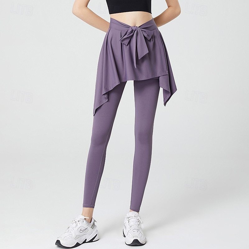 Mujer Pantalones de fitness Pantalones de pilates Pantalones de yoga 2 en 1 Ligero Gimnasio Pilates Zumba Prendas de abajo Color sólido Violeta Negro Azul Otoño Deportes Ropa de Deporte Delgado 2025 - $25.99 –P3