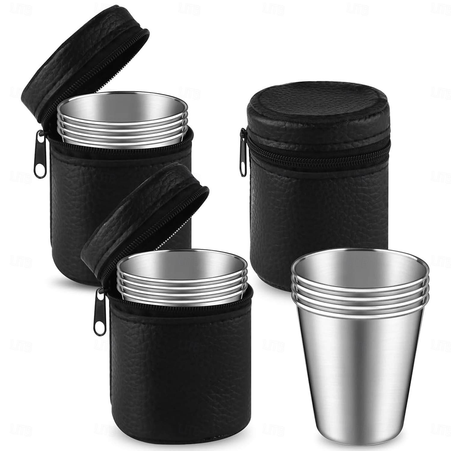 70 ml-es rozsdamentes acél poharak tárolótáskával rozsdamentes acél ivópoharak egymásra rakható vizespoharak bárba, otthonra, utazáshoz, irodába, kültéri kempingezéshez 4 db/szett mosogatógépben 2025 - $16.59 –P1