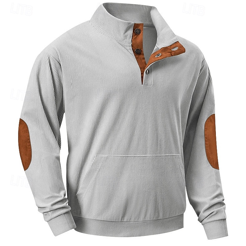 Hombre Sudadera Albaricoque Negro Verde Ejército Marrón Gris Claro Cuello Mao Bloque de color Retazos Bolsillo Con Texturas Deporte Diario Festivos Poliéster Pana Ropa de calle Básico Casual 2025 - $24.99 –P5