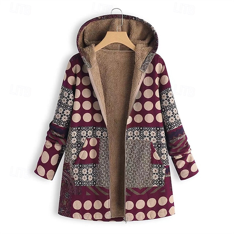 Femmes Veste en Polaire Manteau Veste à Capuche Chaud Confortable Fermeture éclair Avec Poches Mode Moderne Occasionnel Géométrique Sortir Week-end Fermeture éclair Régulier À capuche Coupe régulière de 2025 ? $29.99 –P2