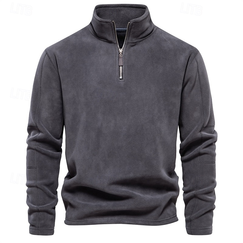 Per uomo Felpa con zip Felpa con cappuccio in pile Khaki chiaro. Nero Bianco Blu marino Marrone Colletto Mao Semplice Con zip Zip a un quarto Sport & Outdoor Casuale Quotidiano Streetwear Cool del 2025 a $37.99 –P8