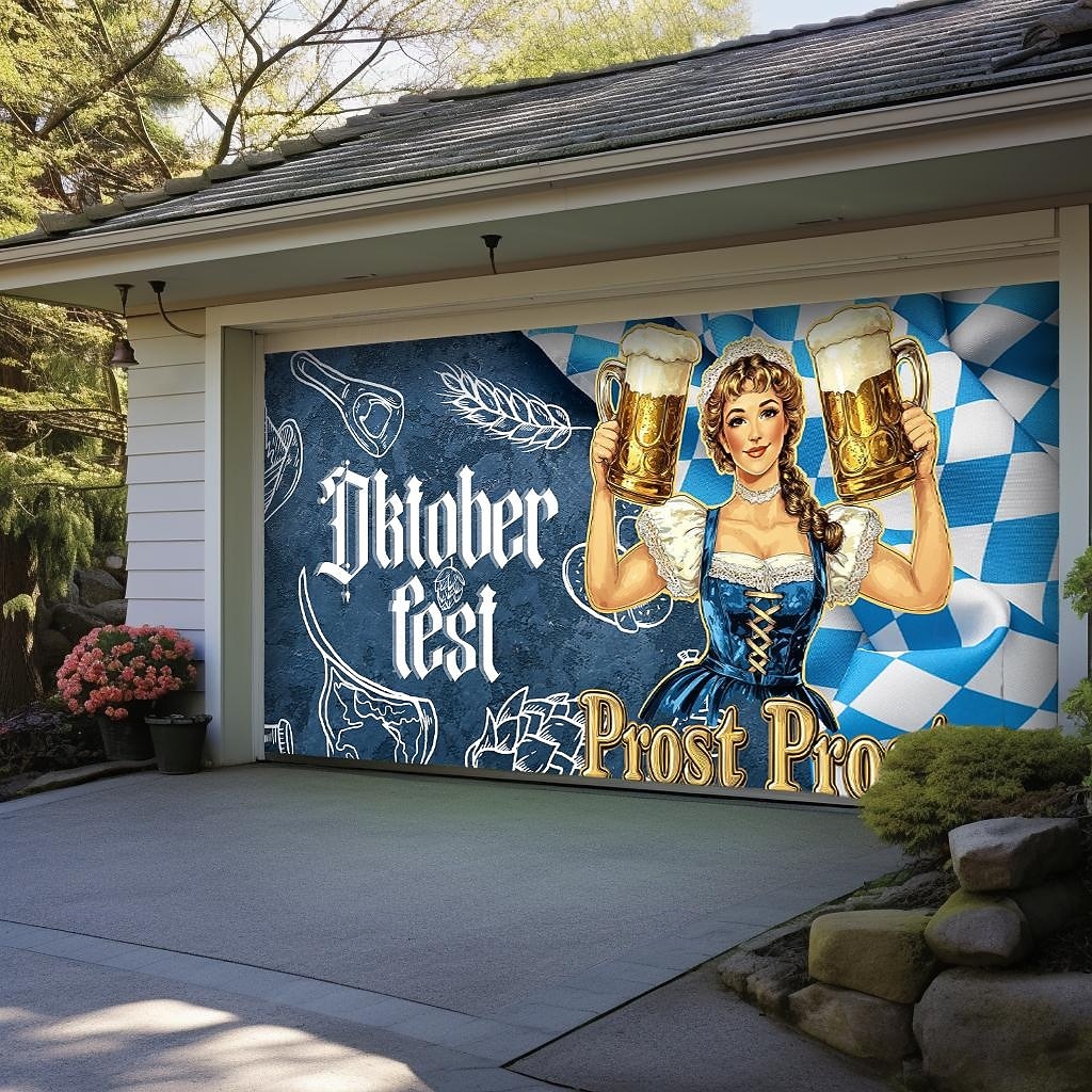 Oktoberfest utendørs garasjeportdeksel banner vakker stor bakteppedekorasjon for utendørs garasjeport hjem veggdekorasjoner arrangement fest parade 2026 - $32.99 –P3