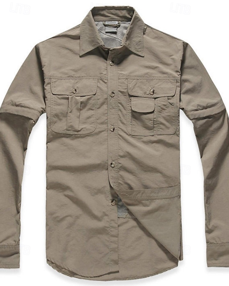 Муж. рубашка-карго Рубашка для туризма и прогулок Топ для походов Длинный рукав Отложной Верхняя часть На открытом воздухе Водонепроницаемость С защитой от ветра Легкость Весна Осень Полиэстер 2026 - $32.99 –P1