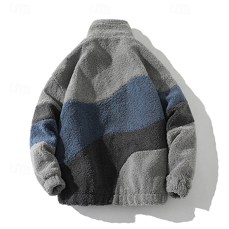 Herren Windjacke Wanderjacke Wanderfleecejacke Winter Draussen Patchwork Thermik Winddicht Fleecejacken Schwarz Weiß Grau 2025 - $48.99 –P4