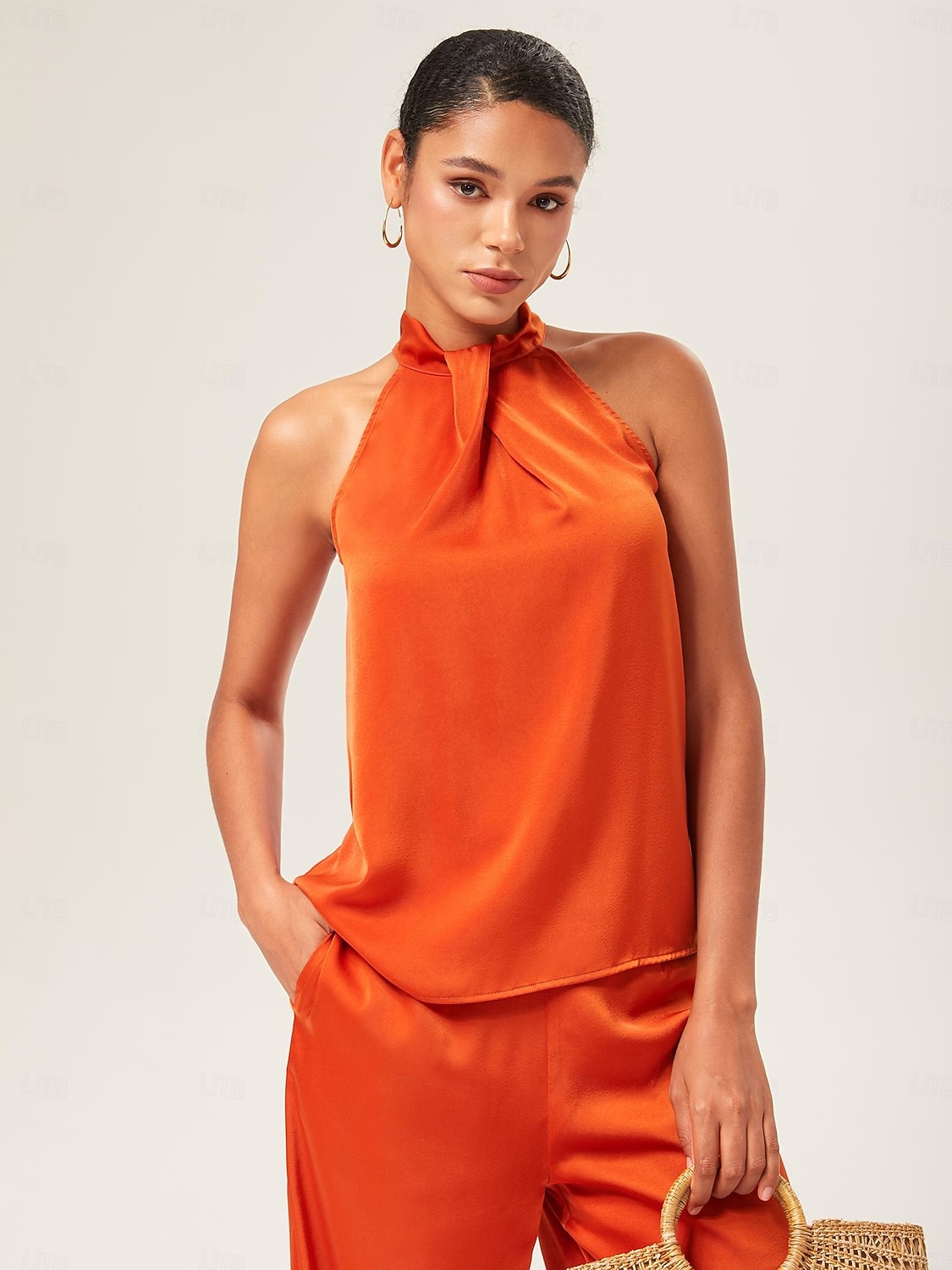 conjunto de calças largas com gola alta laranja de 2025 por $86.99 –P14