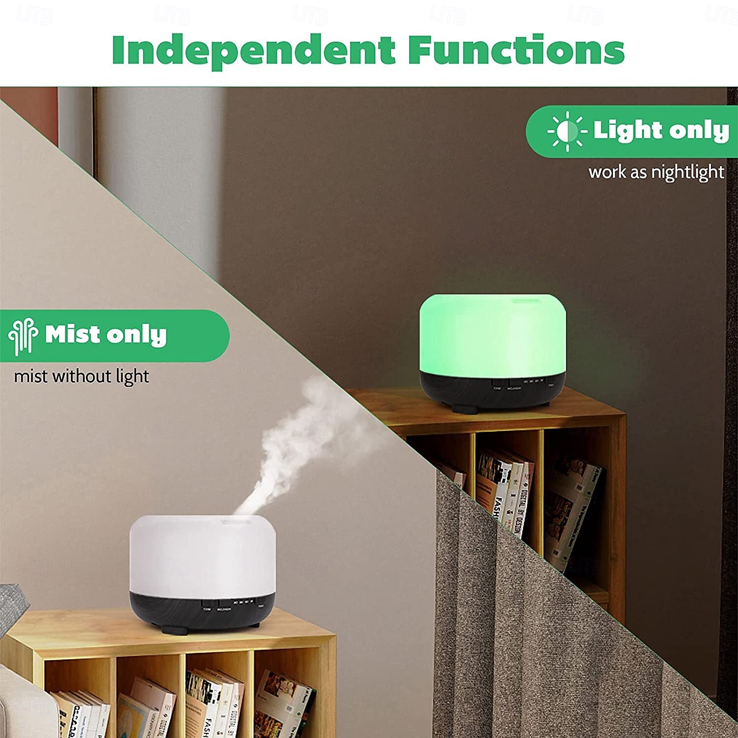 aromaterapi essensiell olje hjemmediffuser med fjernkontroll, 300 ml stor rom kjølig tåke luftfukter, 8 timer stille drift, timer, 7 farger LED natt natt, egnet for hjem, yoga 2025 - $31.99 –P2