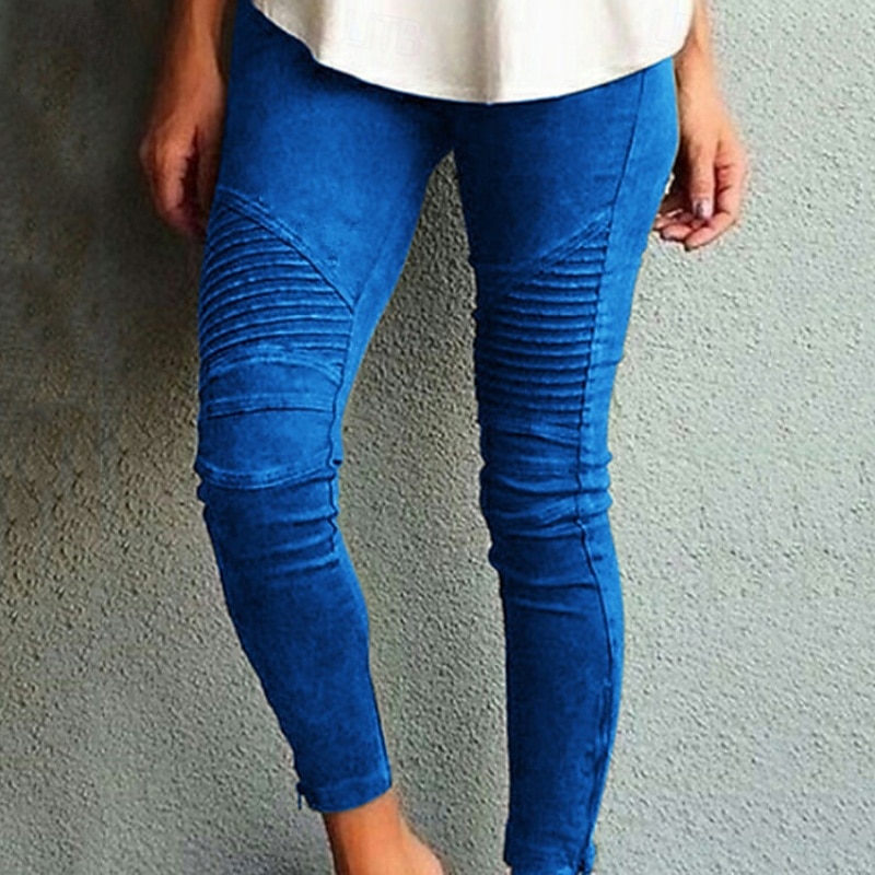 Mujer pantalones Pantalones Ropa de calle Casual Longitud total Cintura Media Plano Bolsillo Cintura elástica Confortable Al Aire Libre Cómodo Exterior Festivos Ropa Cotidiana Negro Azul Piscina 2025 - $17.99 –P5