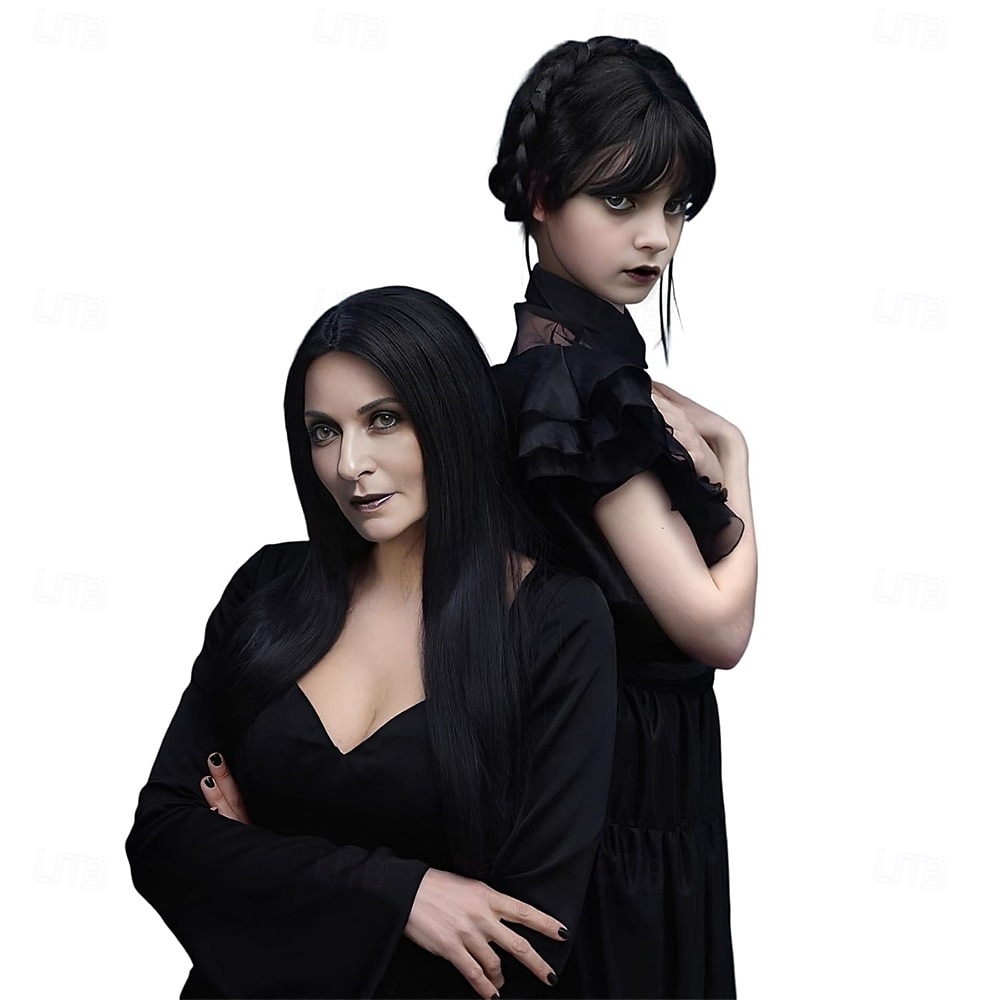 Long Braid Wig With Bangs Black Braided Wig Girls Halloween costume Wigs For Kids 2025 - $25.99 –P5