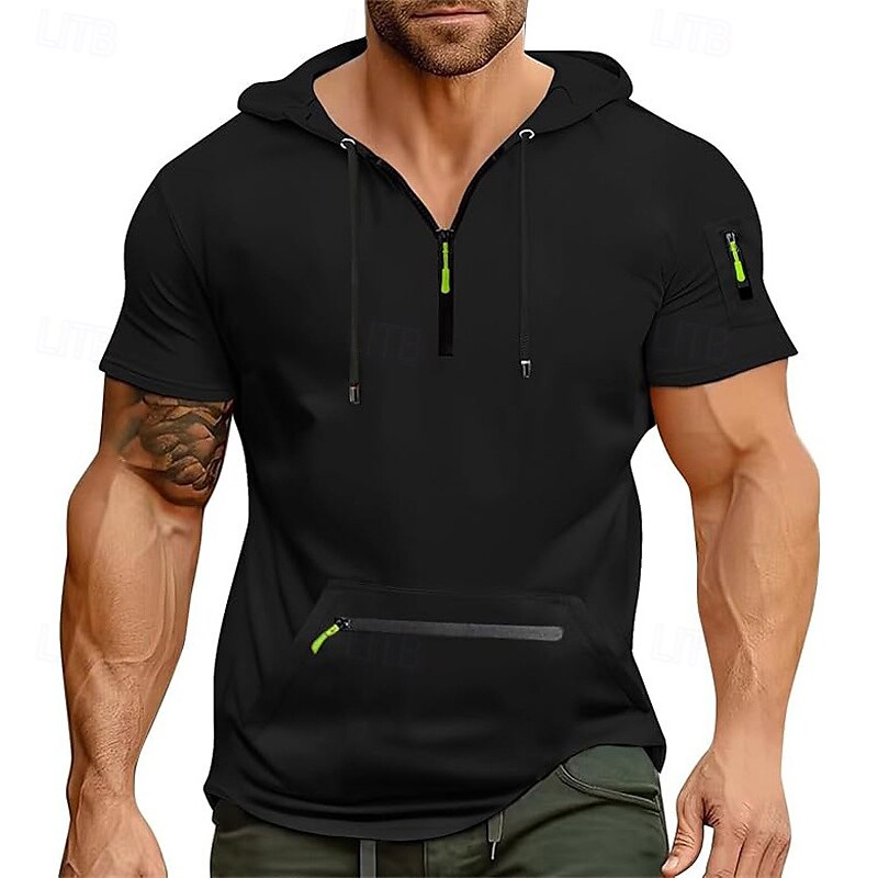 Per uomo Felpa con cappuccio Felpa con cappuccio e zip corta Nero Blu marino Blu Cachi Grigio chiaro Con Cappuccio Semplice Tasca Zip a un quarto Sport & Outdoor Quotidiano Ferie Poliestere del 2025 a $30.99 –P2