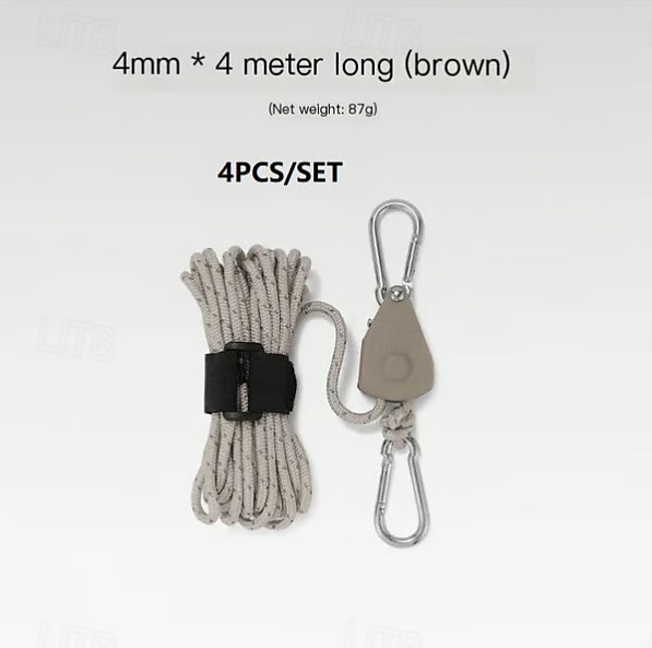 Set da 4 corde per tenda da campeggio regolabili e portatili, con puleggia ad alta resistenza e sgancio rapido, tiranti antivento con tenditore a cricchetto per teloni, tettoie, amache e ripari per esterni. del 2025 a $23.99 –P1