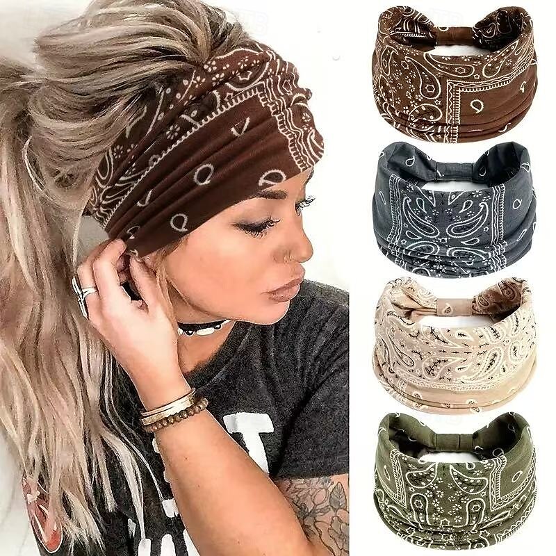 Fasce per capelli da yoga da donna, confezione da 4, fasce elastiche per capelli sportive che assorbono il sudore, fasce elastiche per la testa da allenamento per lo stile europeo e americano del 2025 a $11.99 –P9