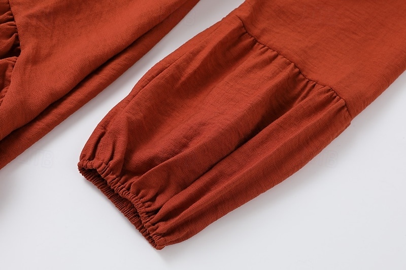 Női Midi ruha Boho ruha Nyugati ruha Divat Modern Szabadtéri Vakáció Szabadság Normál Sima Hosszú ujj V-alakú Narancssárga Nyár 2025 - $33.99 –P5