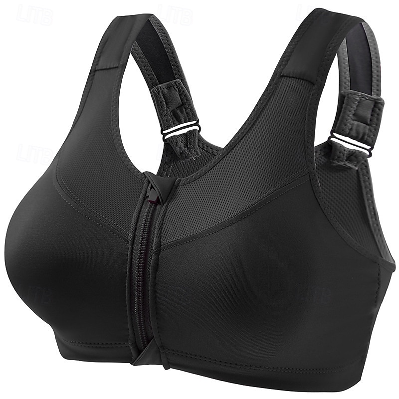 Mulheres Sutiã de ioga Sutiã Esportivo Sutiã Pilates Good Top Flexão Sem costura Antivibração Sem Fio Zíper Cor Sólida / Simples Esporte Roupas Esportivas Preto Branco Academia Zumba Corrida de 2025 por $15.49 –P5