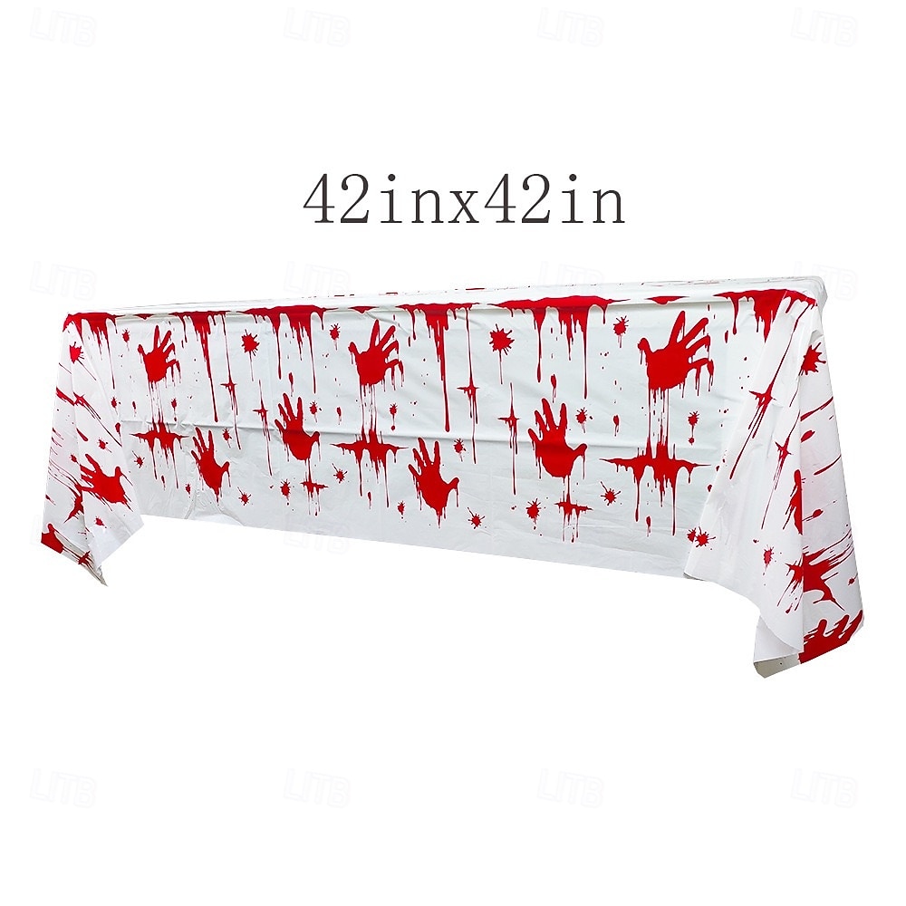 Ensemble de décoration d'empreintes de main de sang d'Halloween comprenant des autocollants de fenêtre, une bannière de couteau de sang et une nappe en PVC, parfait pour la décoration d'Halloween, de de 2025 ? $18.49 –P9