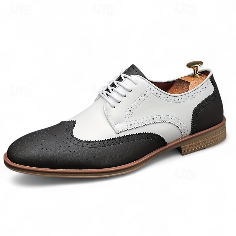 Scarpe casual brogue in similpelle marrone da uomo – eleganti calzature con lacci per abbigliamento casual da lavoro, ufficio ed eventi semi-formali del 2025 a $42.99 –P1