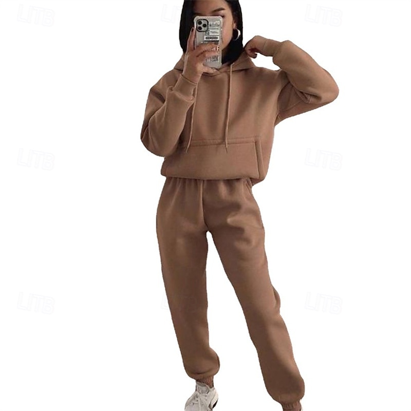 Dames Trainingspak sweatsuit Activewear-set Zak Effen Sportoutfits Herfst Winter Zwart Wit Sportschool Training Sportief Thermisch Warm Winddicht Zacht Lange mouw Sport Sportkleding Micro-elastisch 2026 - $36.99 –P3