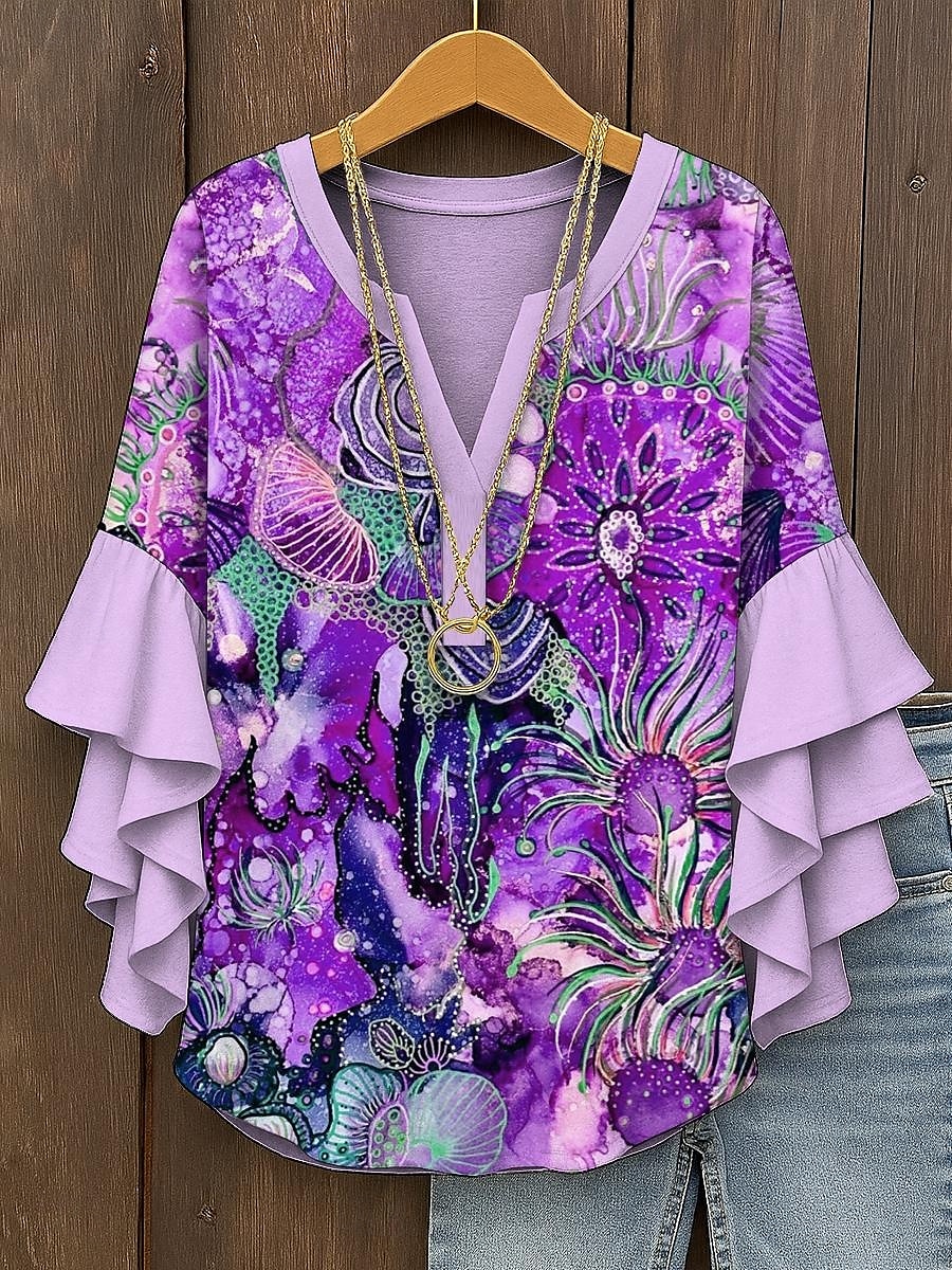 Femmes Chemisier A Ombre Graphique Abstrait Bohème ancien Quotidien Manche 3/4 Col en V Hauts Réguliers Quotidien Fête Vêtements de vacances Imprimé Rose Claire Bleu Violet Orange Vert Été Printemps de 2025 ? $29.99 –P6