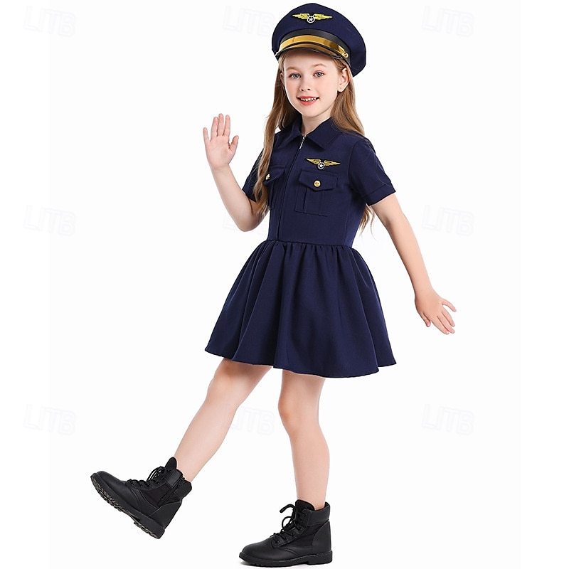 Pilot Aviator Den STEM Kariérní hraní rolí Šaty Kostým Jednotný cosplay Dívčí Dětské Výkon Vzdělávací převlékání Oblékání na školní akci předvečer Všech svatých Karneval Světový den knihy Jednoduch 2025 - $40.99 –P4
